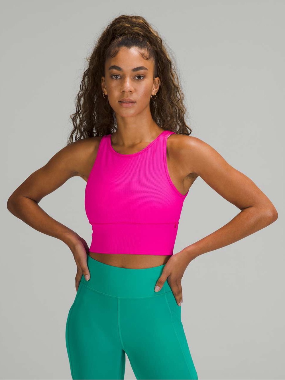 Pink Ribbed Power Pivot Tank Top